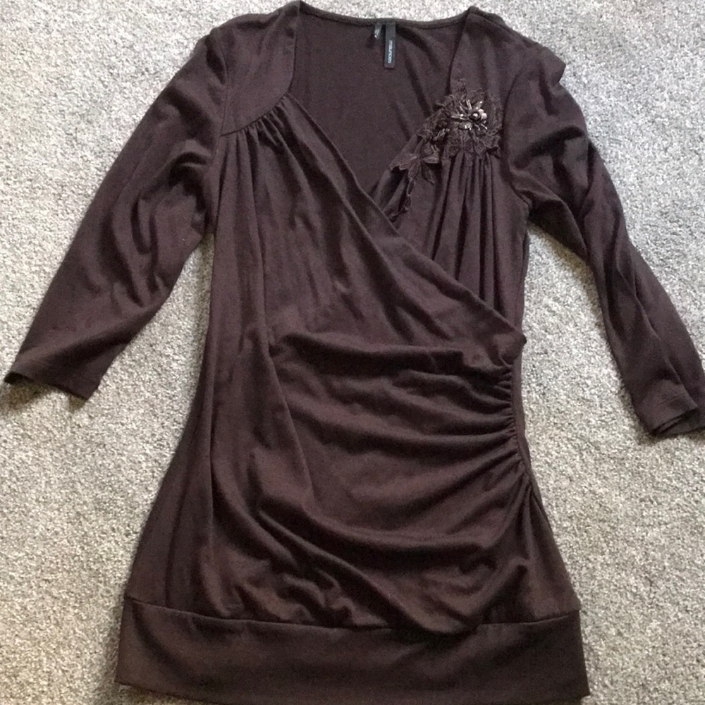 Dark brown dressy half sleeved shirt